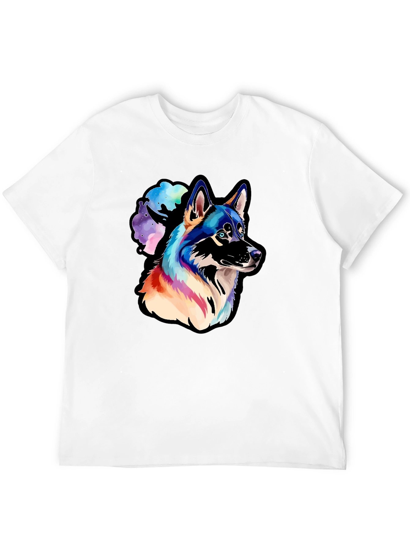 Black Husky Watercolor Men's Graphic T-Shirt view 12