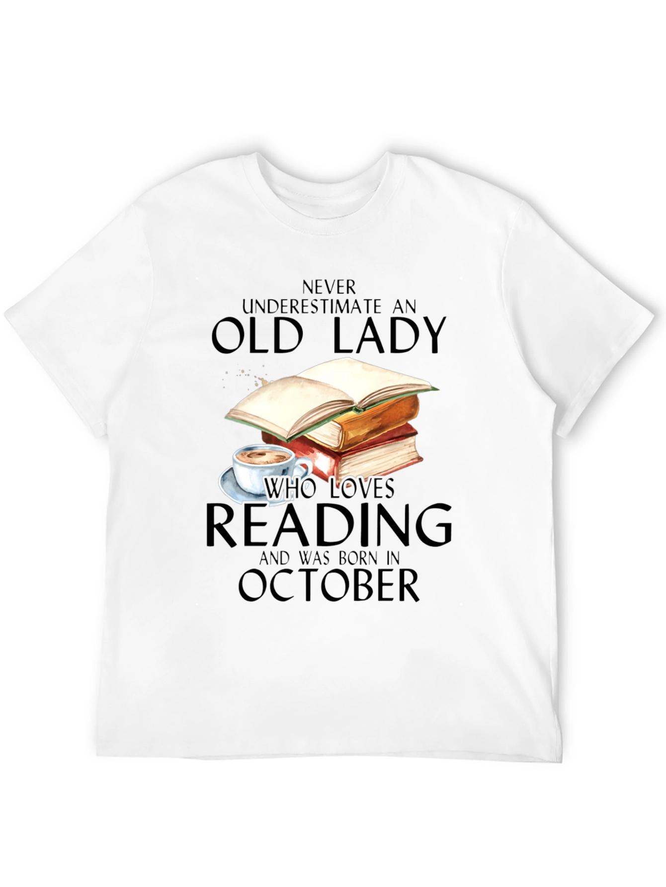 Black Old Lady Who Loves Reading October Birthday T-Shirt view 12