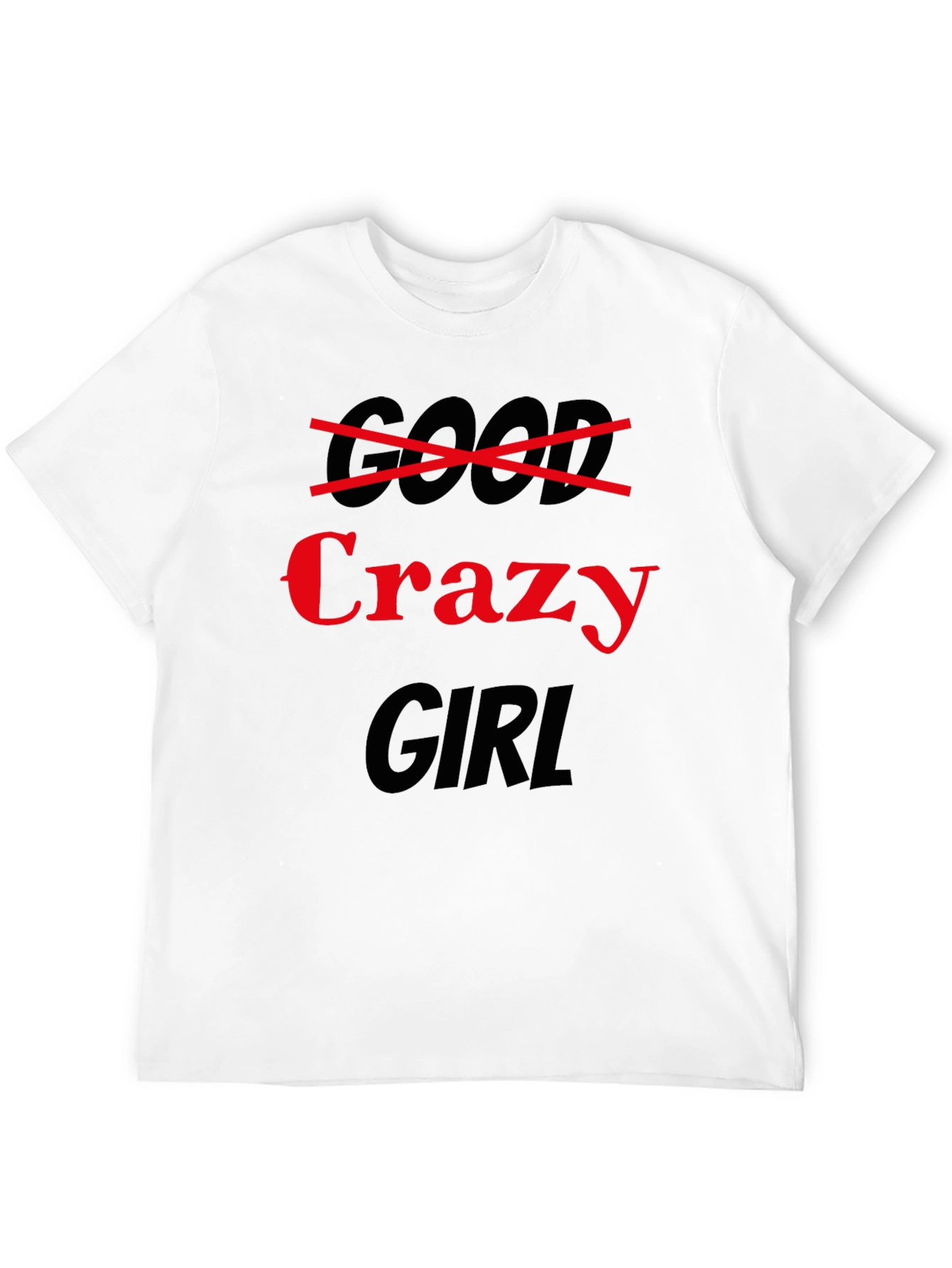 Black Crazy Girl Graphic Tee - Black Crew Neck view 12