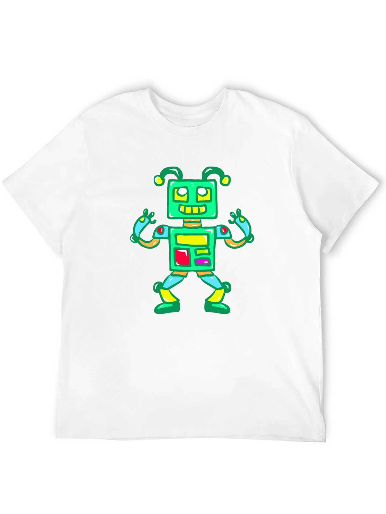 Black Fun Robot Graphic Tee - Black Cotton Casual Shirt view 12