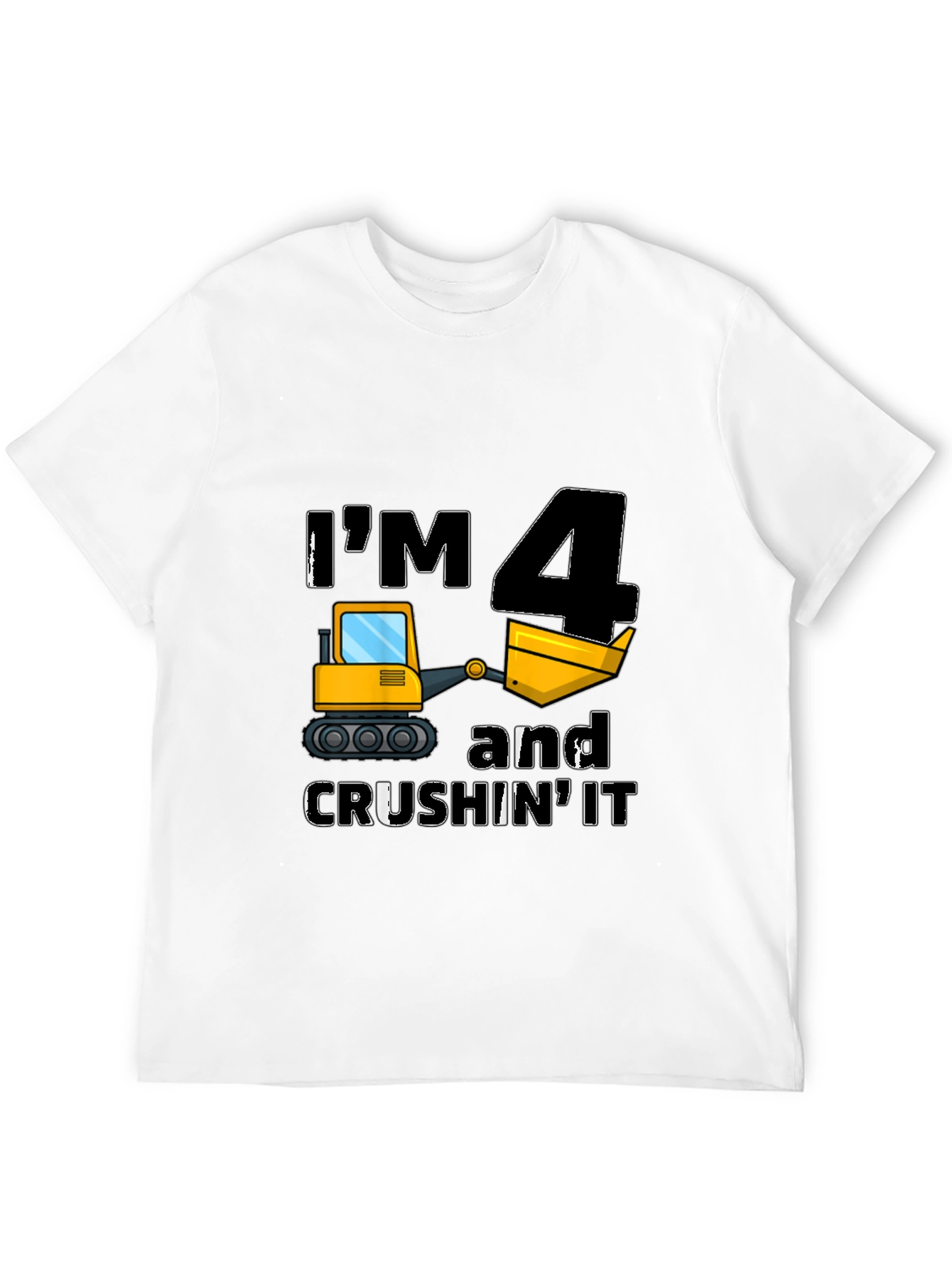Black I'm 4 and Crushin' It Kids Birthday T-Shirt view 12