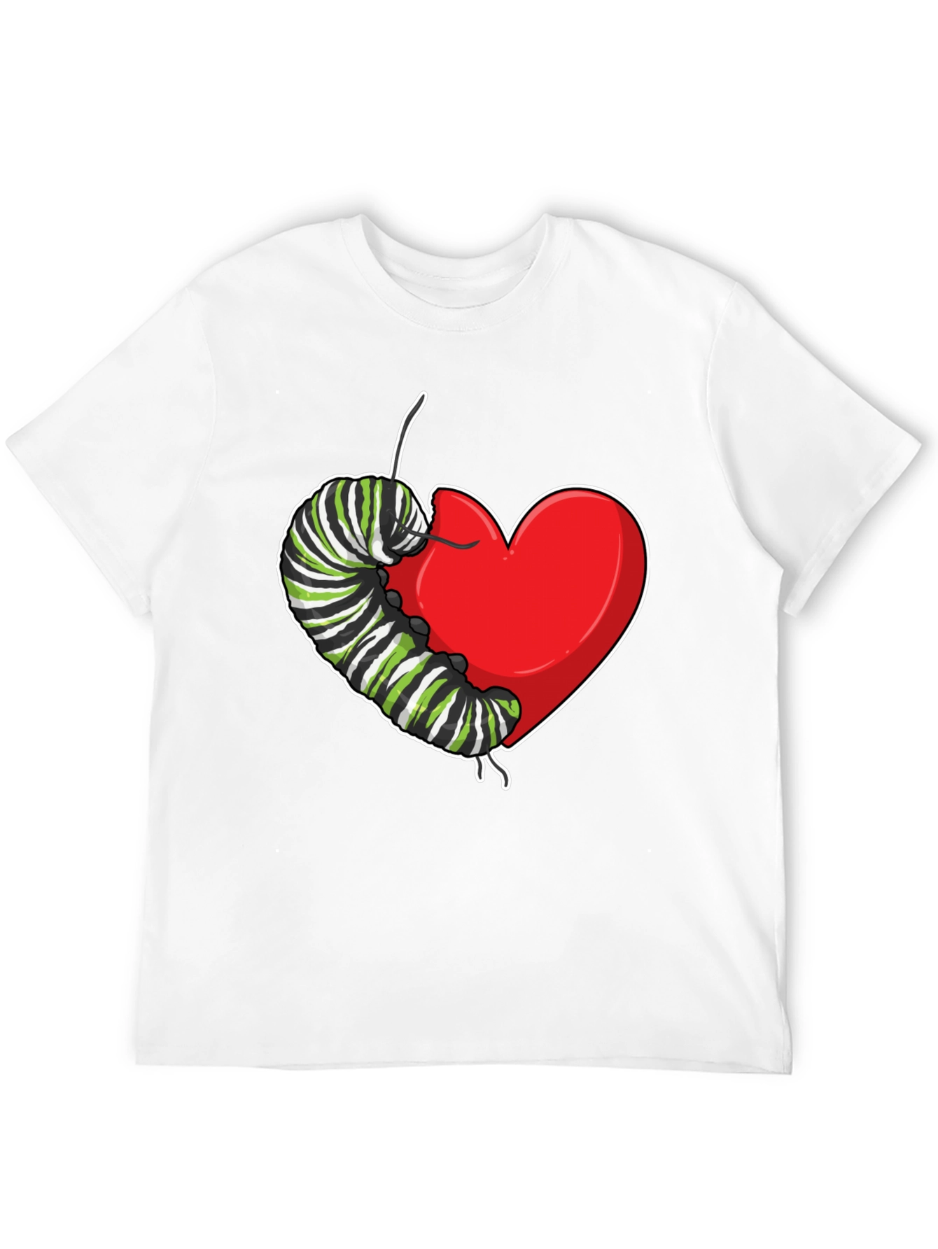Black Caterpillar Heart Graphic T-Shirt - Soft Cotton view 12