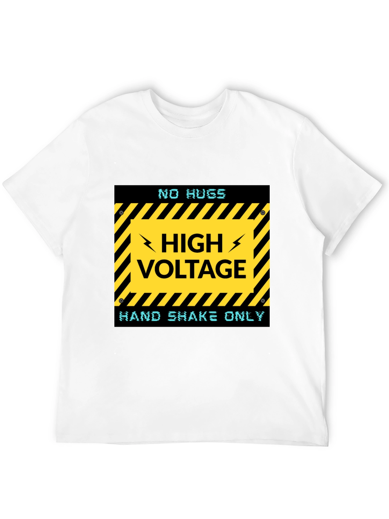 Black High Voltage Humor Tee - No Hugs, Handshakes Only! view 12