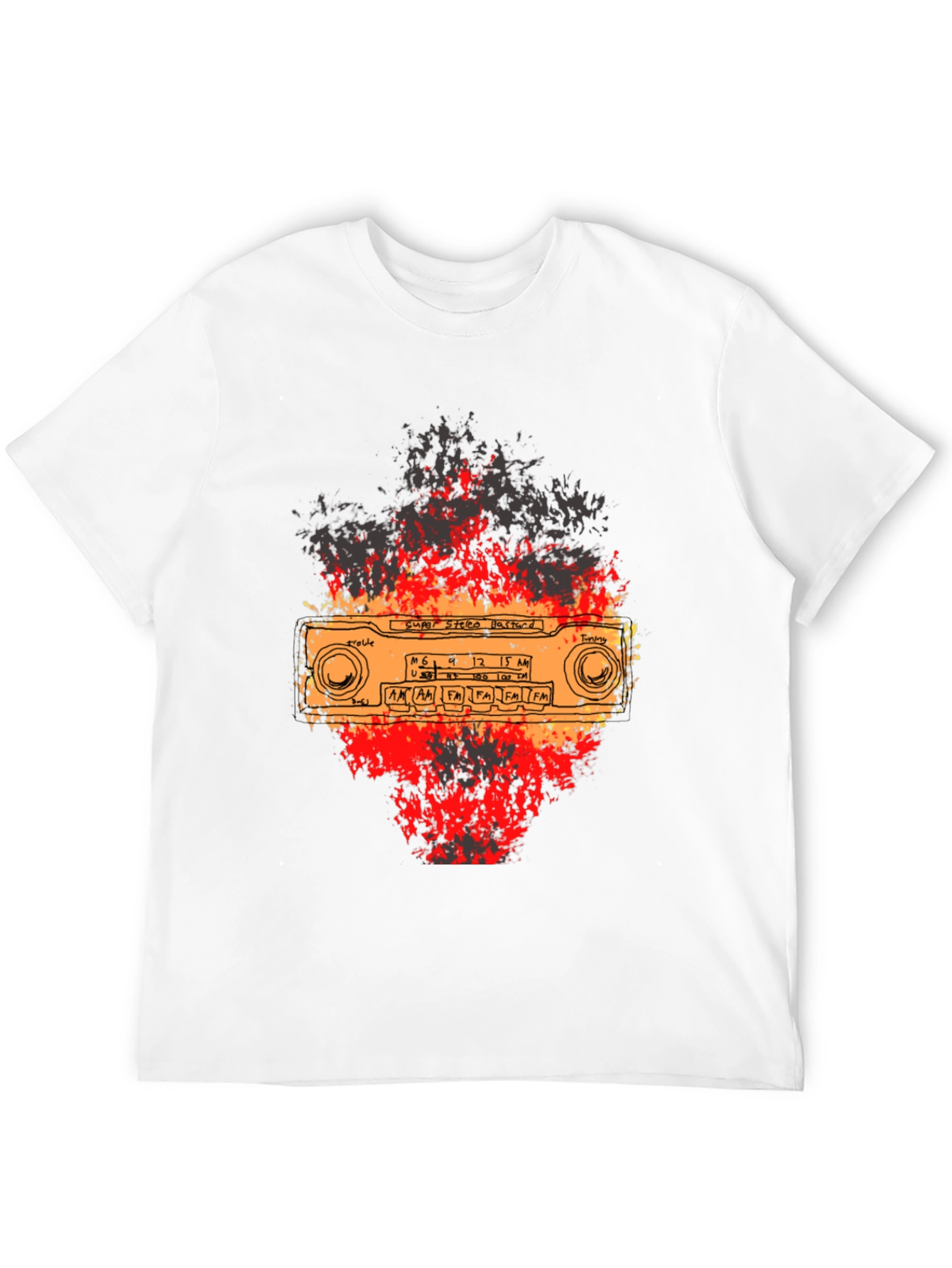 Black Retro Radio Graphic Tee - Vintage Style Black T-Shirt view 12