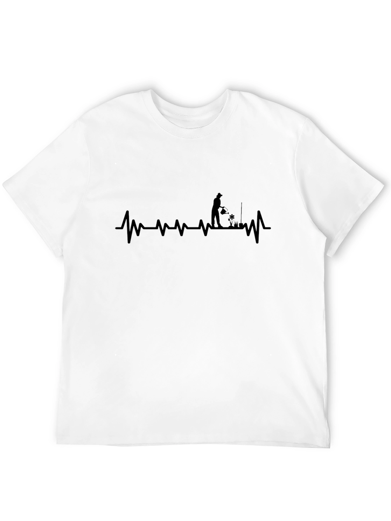Black Gardener Heartbeat T-Shirt - Black Graphic Tee view 12