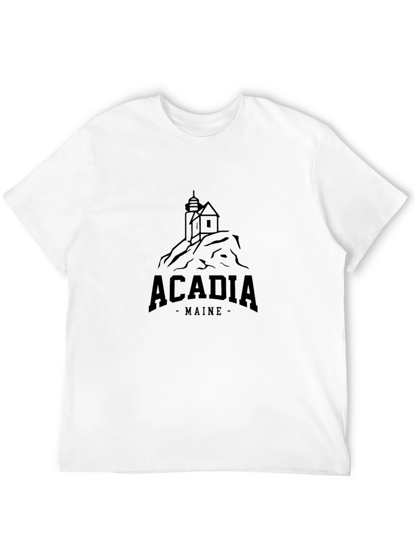 Black Acadia Maine Lighthouse Graphic Tee - Black view 12
