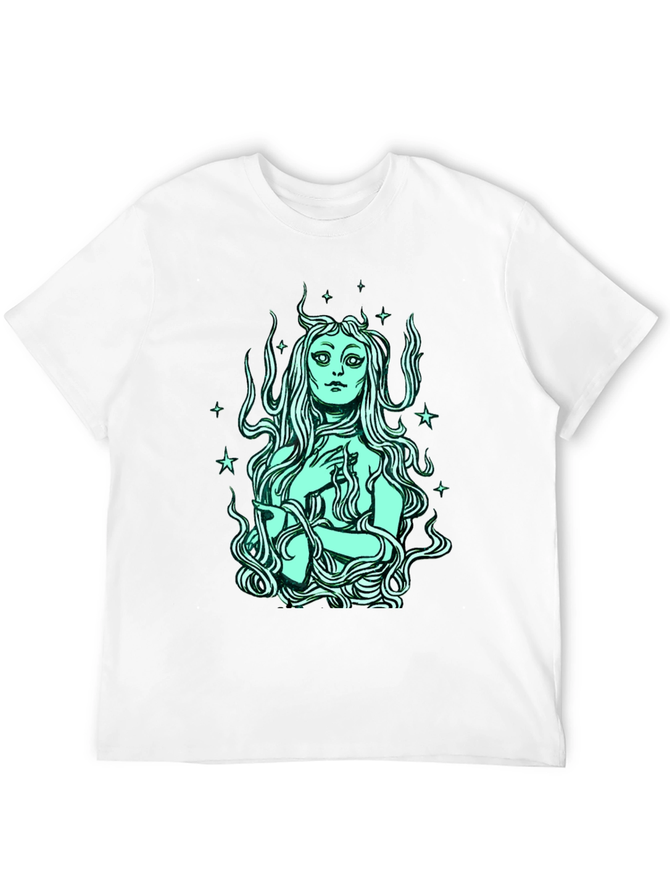 Black Mystic Mermaid Graphic Tee - Black Cotton Blend view 12