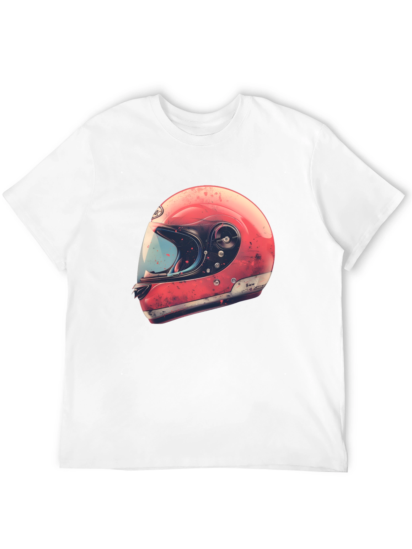 Black Retro Motorcycle Helmet Graphic Tee - Black view 12