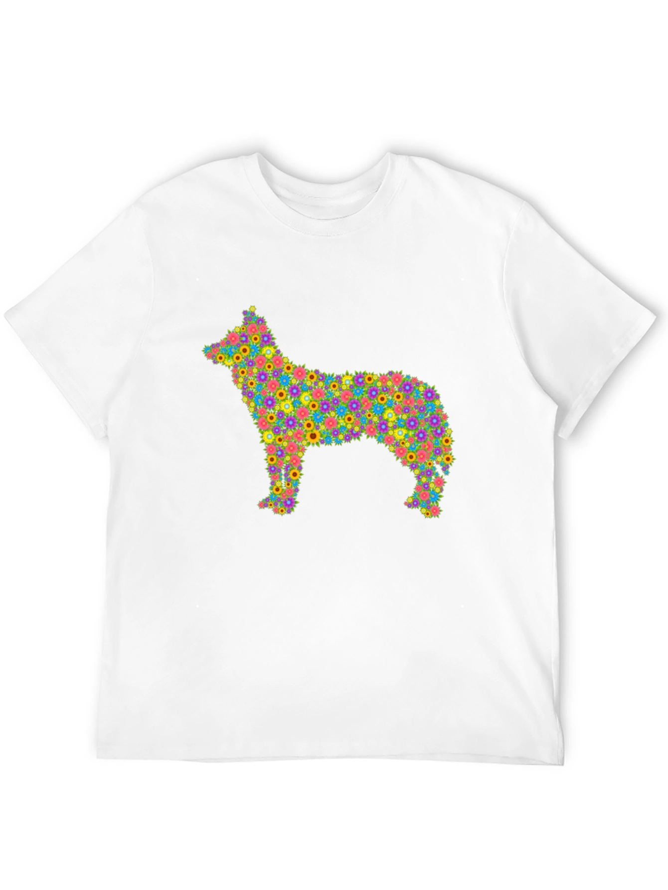 Black Floral Dog T-Shirt - Unique Colorful Design view 12