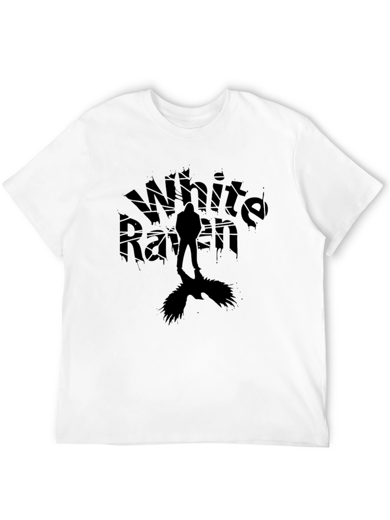 White Raven Graphic Tee - Dark Silhouette Design T-Shirt - 12