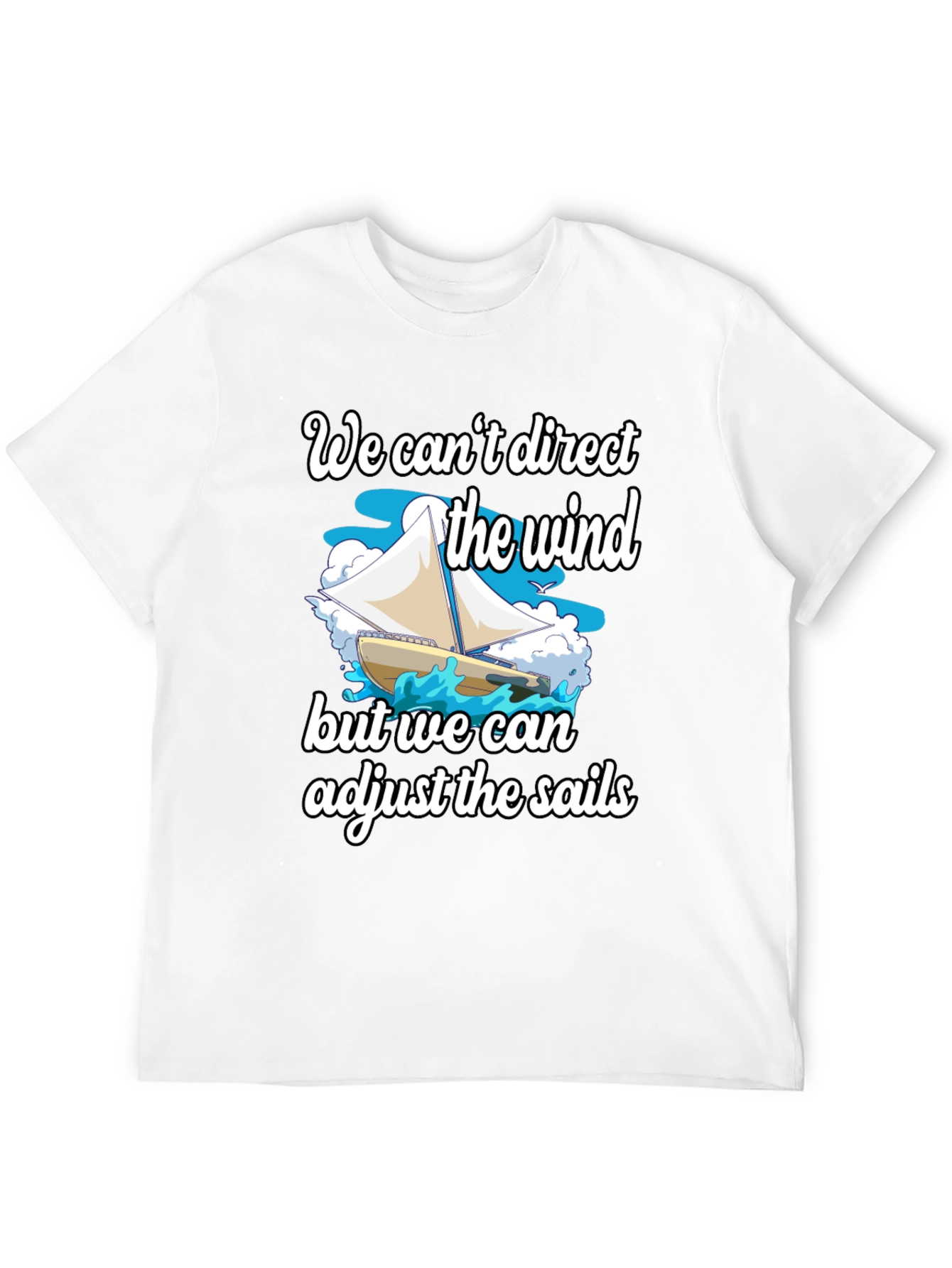Black Sailboat T-Shirt: Adjust the Sails Graphic Tee view 12