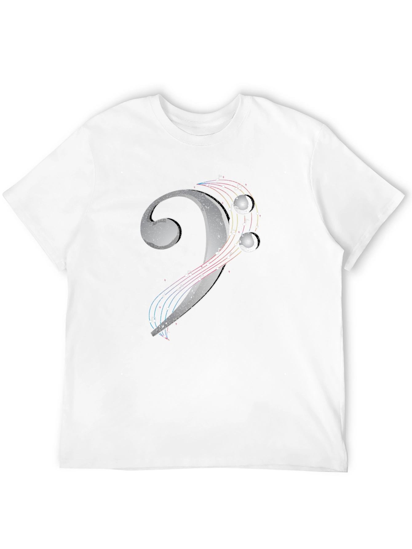 Black Bass Clef Music Notes T-Shirt - Black view 12