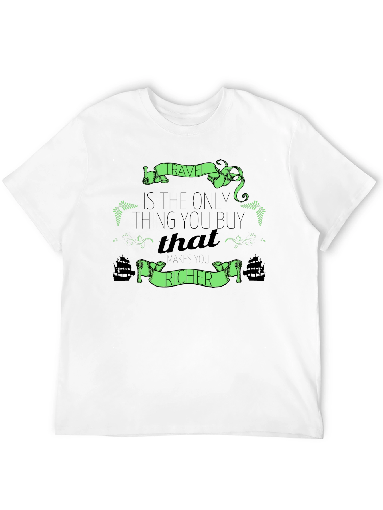 Black Travel Makes You Richer Black T-Shirt view 12