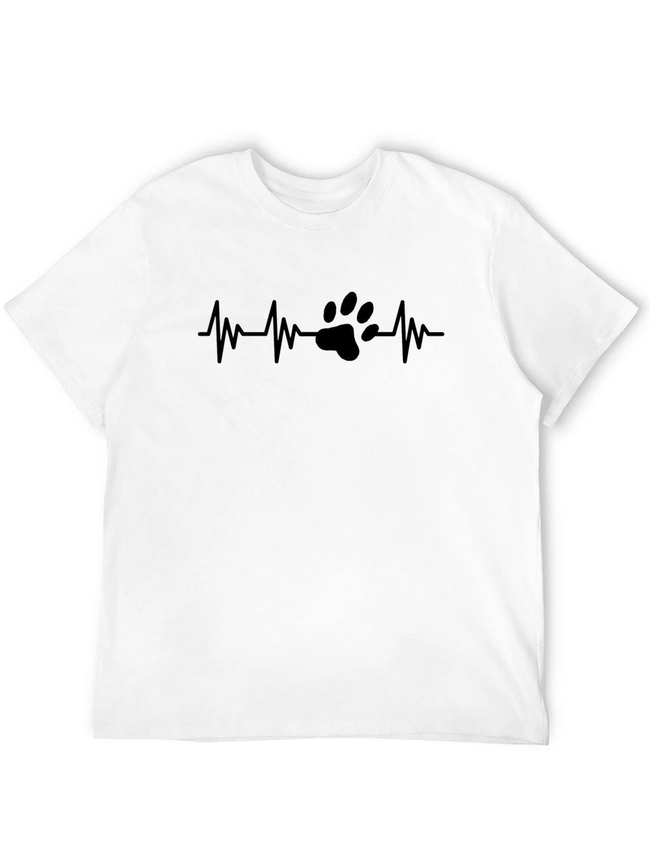 Black Paw Print Heartbeat T-Shirt - Black Cotton Tee view 12