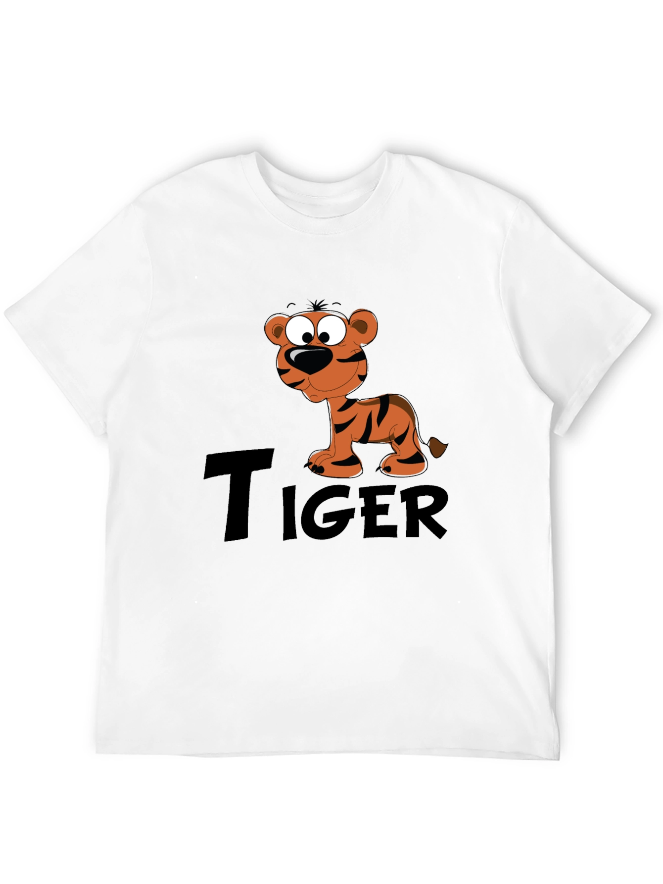 Black Cartoon Tiger Graphic Black T-Shirt view 12
