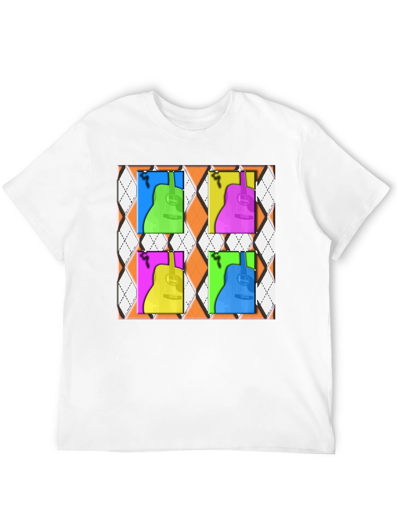 Black Pop Art Guitar T-Shirt - Modern Musical Design view 12