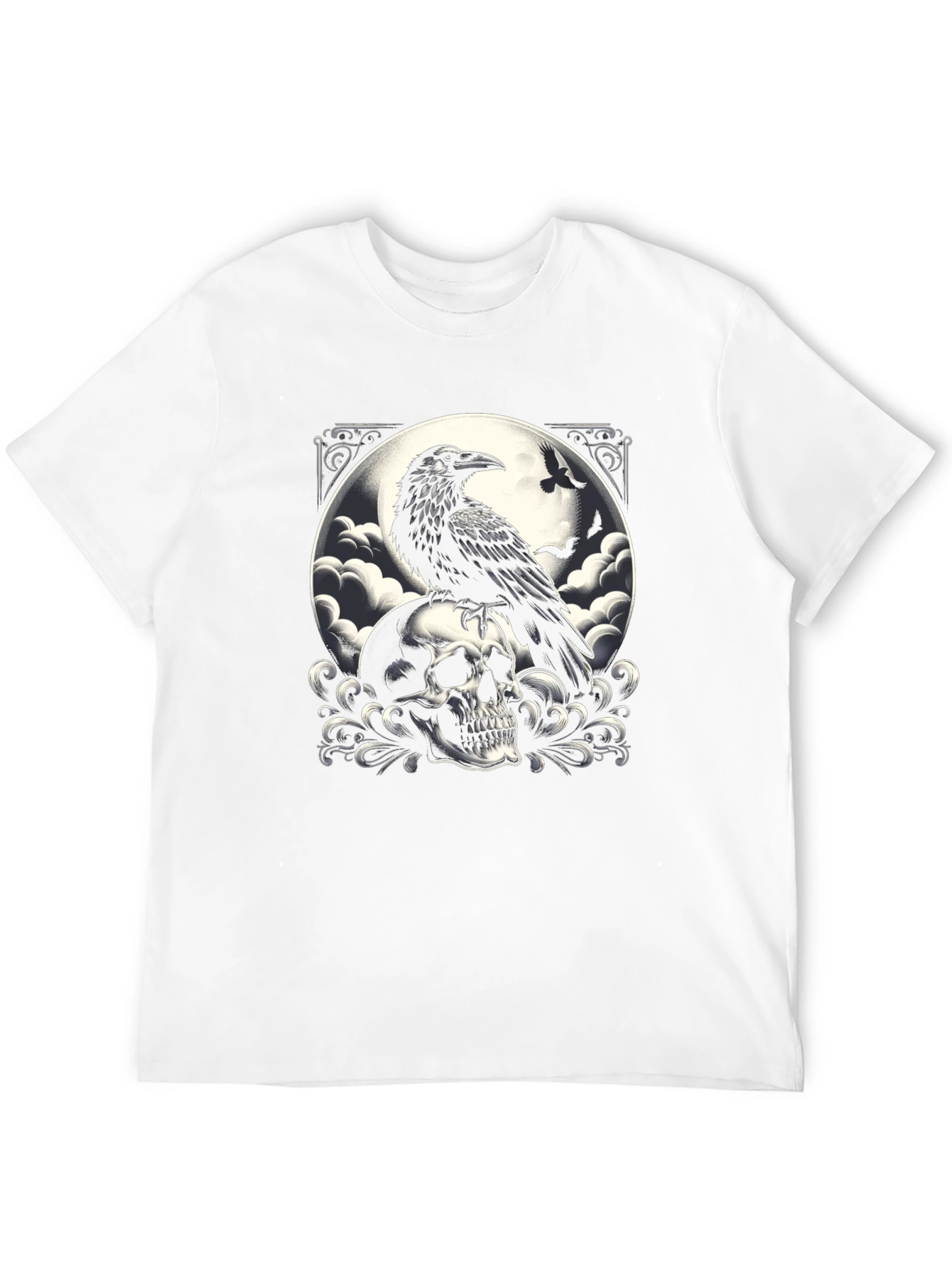 Black Raven Skull Graphic Tee - Dark Gothic Style view 12