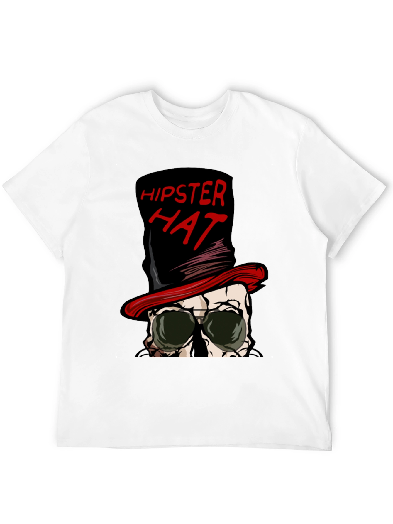 Black Hipster Hat Skull Graphic Tee view 12