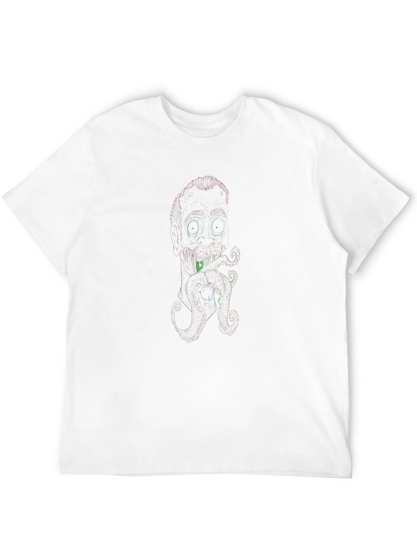Black Neon Line Art Octopus Man Black T-Shirt view 12