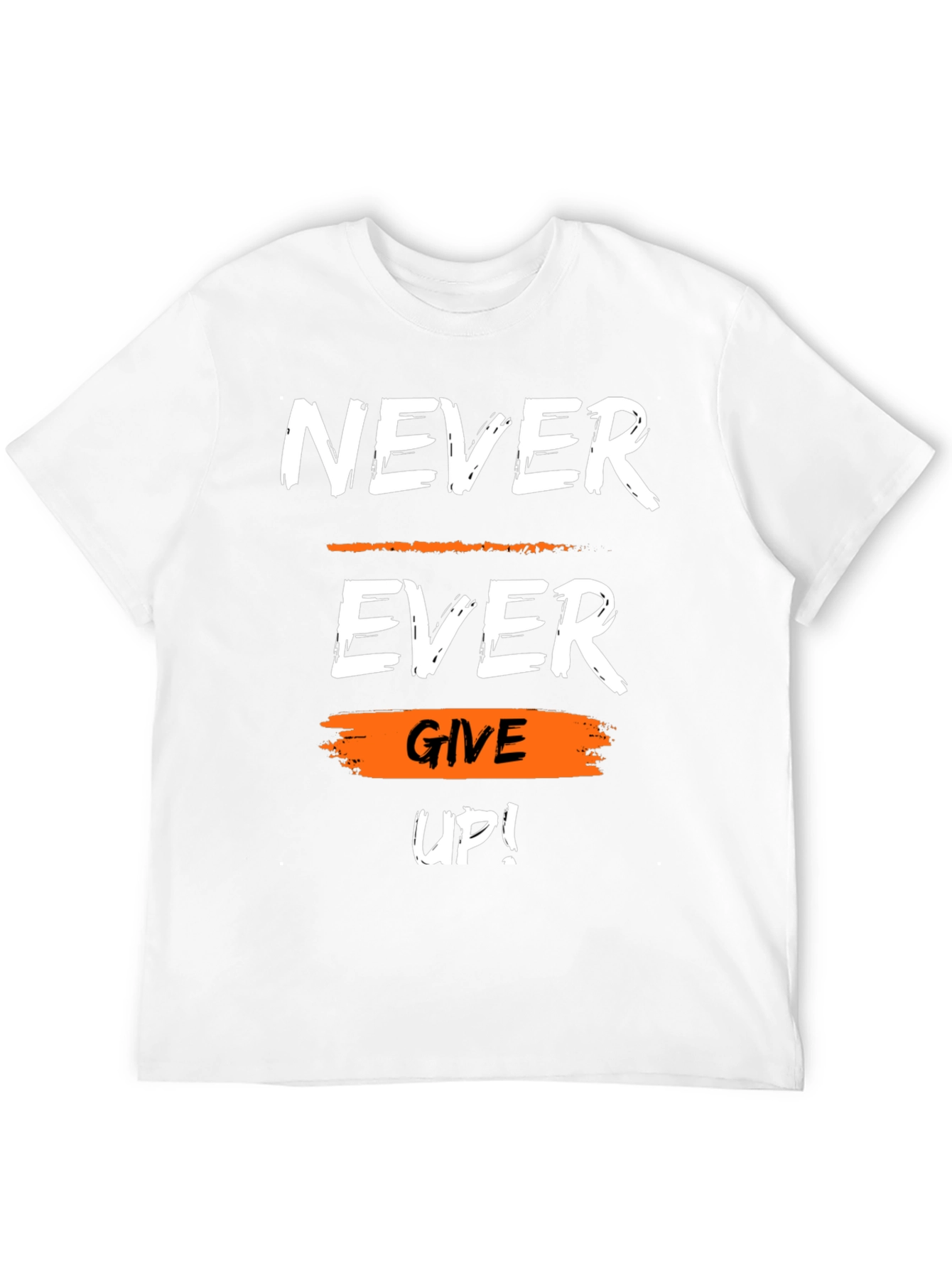 Black Motivational Never Ever Give Up Graphic T-Shirt view 12