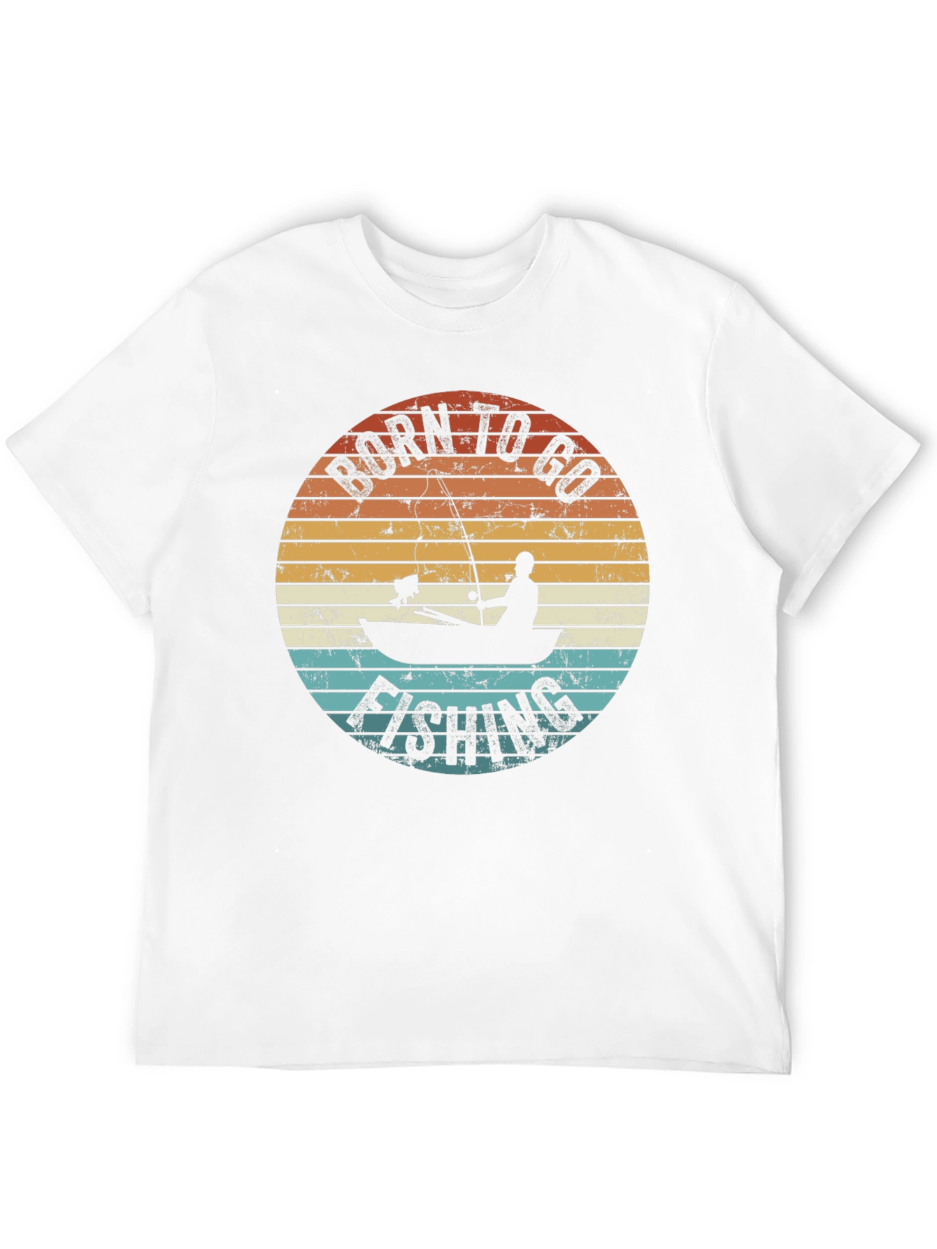 Black Born To Go Fishing T-Shirt - Retro Fisherman Design view 12