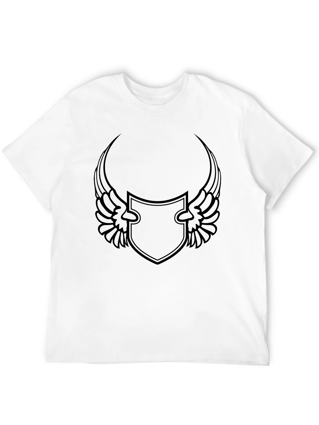 Black Men's Black Graphic Tee - Winged Shield Design view 12