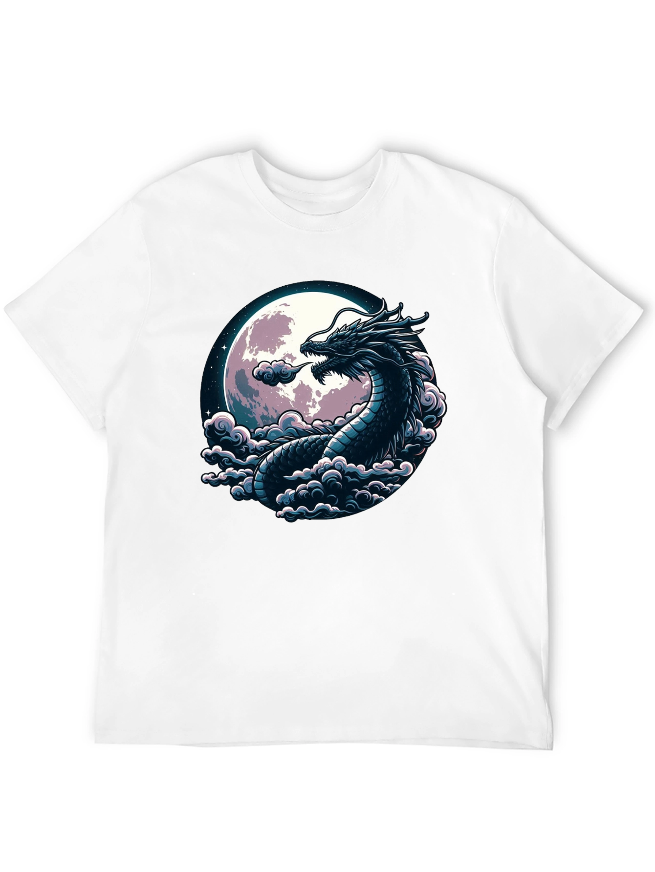 Black Dragon Moon Graphic Tee - Black Cotton T-Shirt view 12