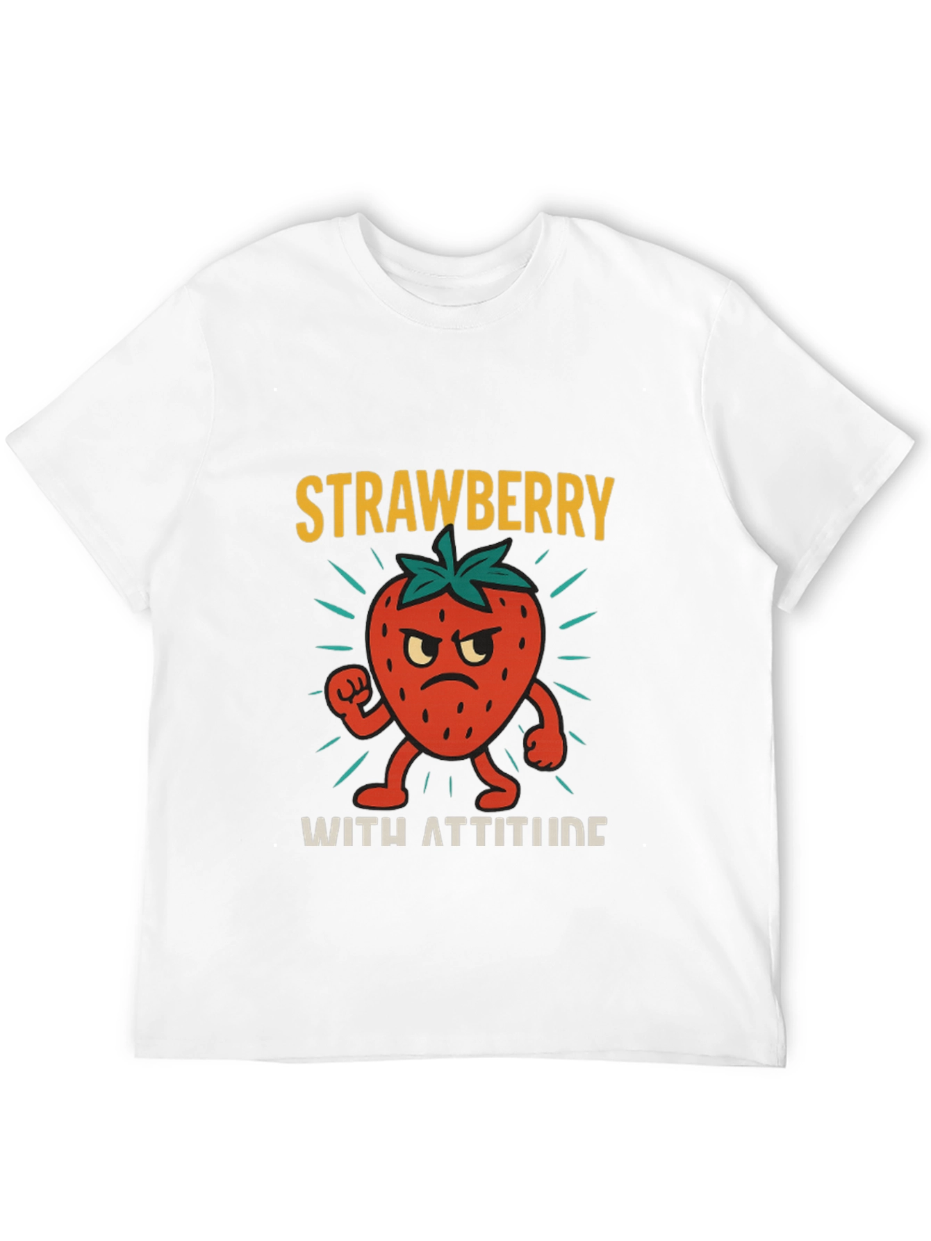 Black Strawberry With Attitude Graphic T-Shirt view 12