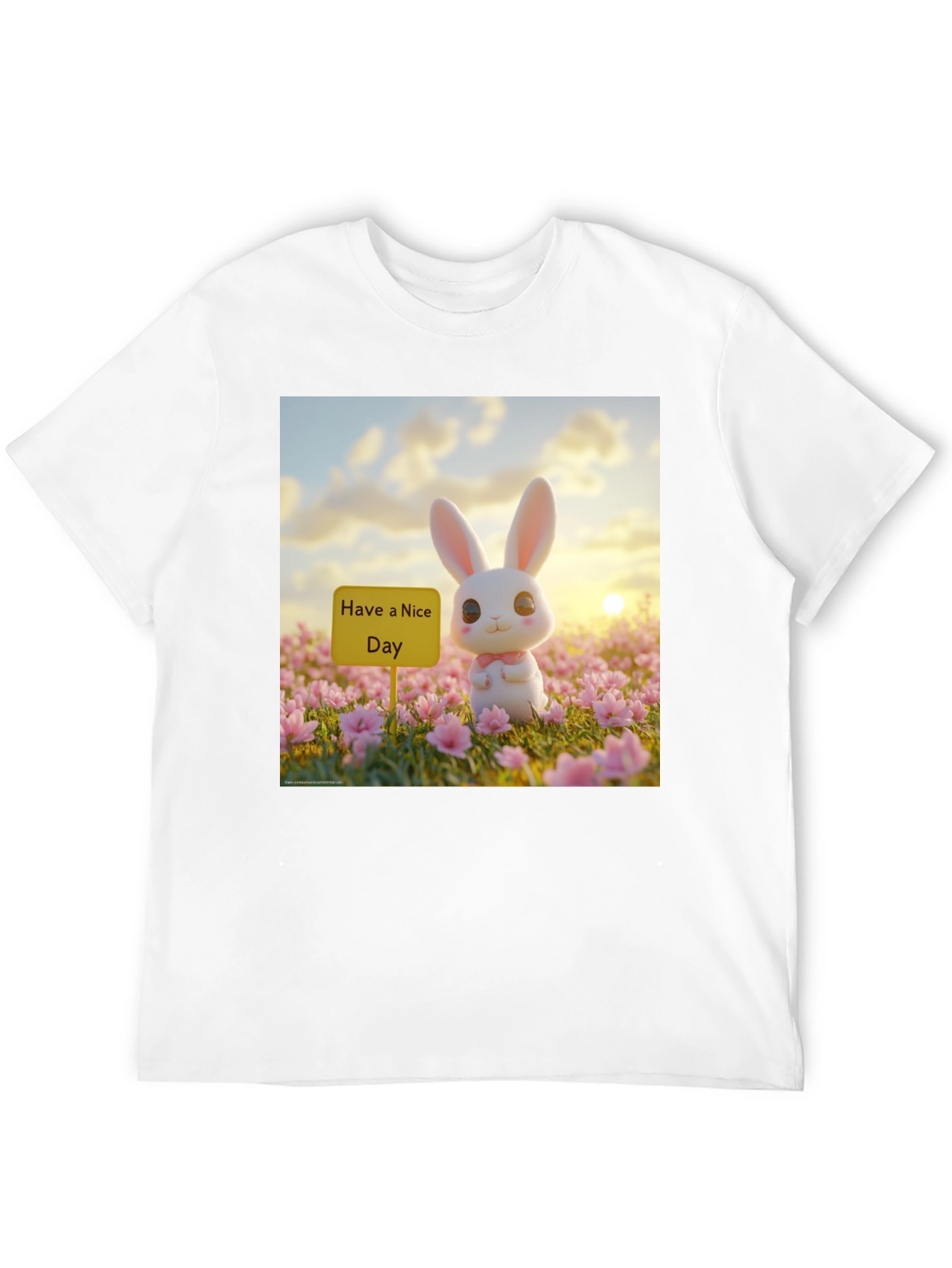 Black Cute Bunny 'Have a Nice Day' Graphic Tee view 12