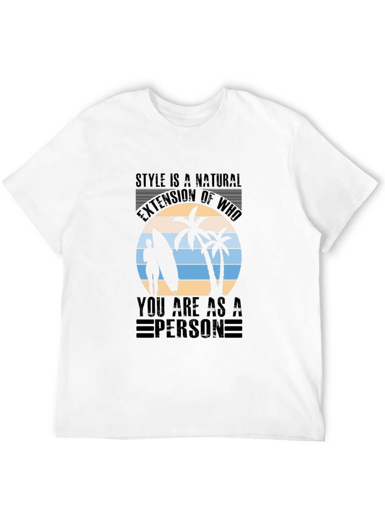 Black Stylish Black T-Shirt with Tropical Beach Graphic view 12