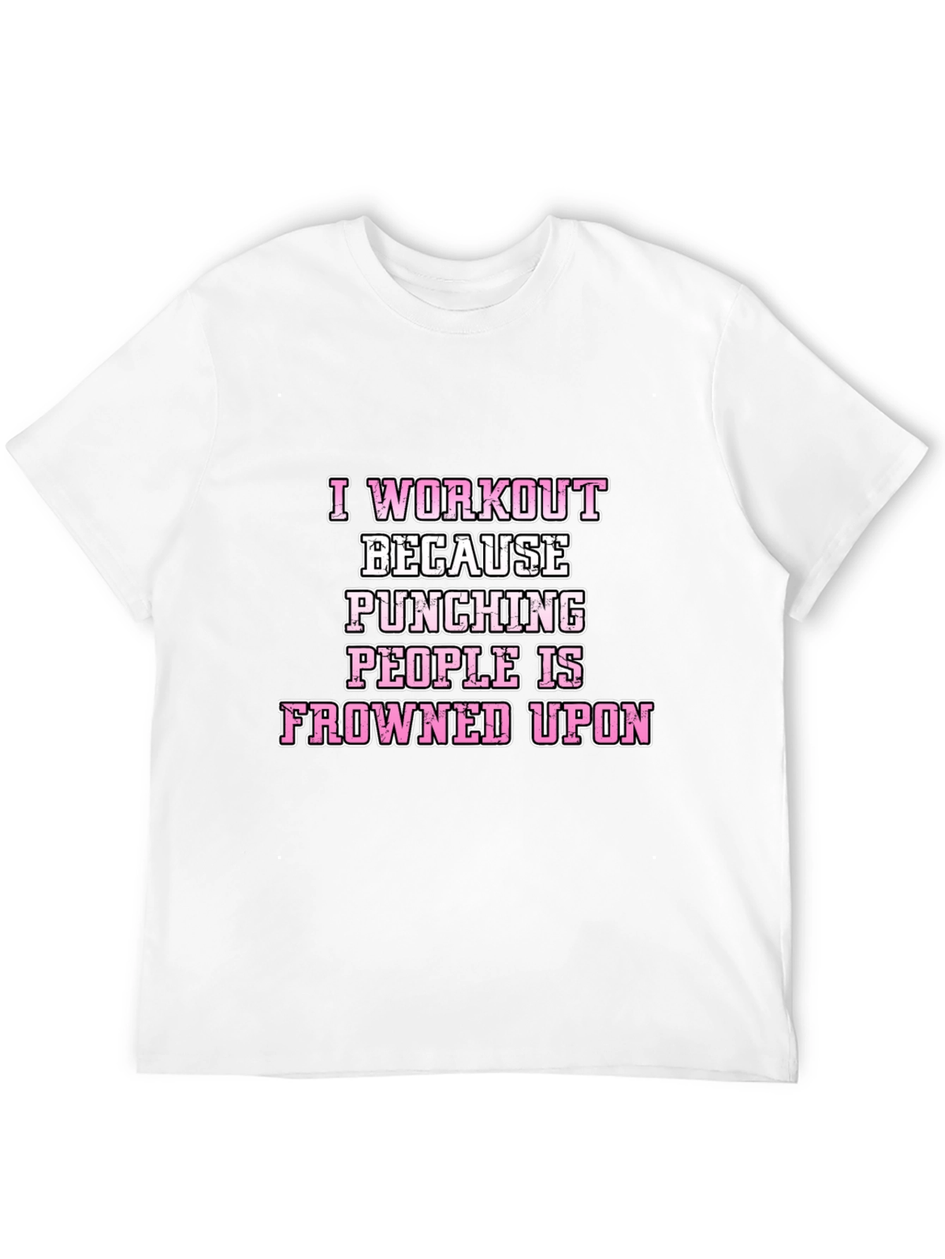 Black Workout Humor T-Shirt: Punching People Frowned Upon view 12