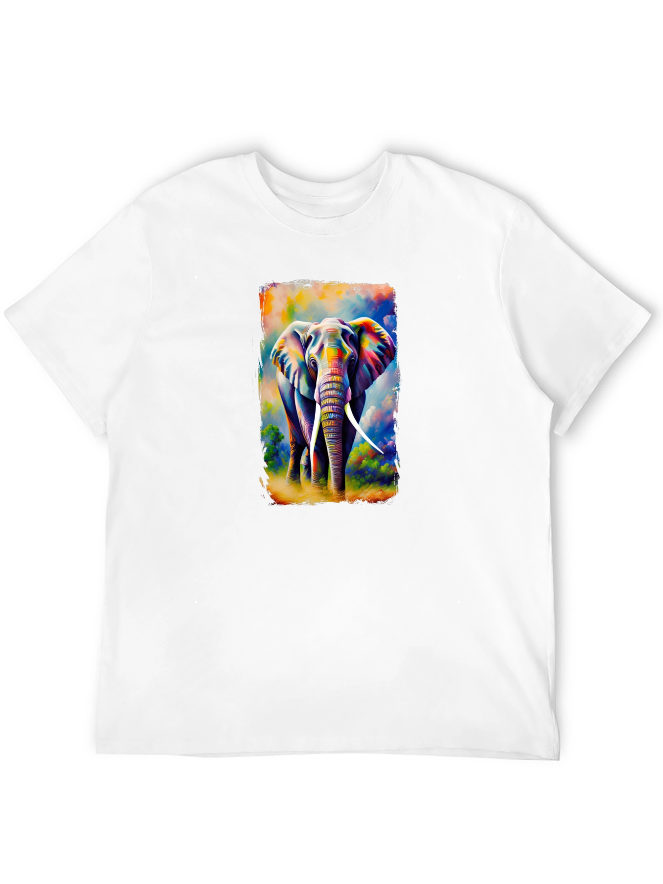 Black Colorful Elephant Graphic T-Shirt view 12