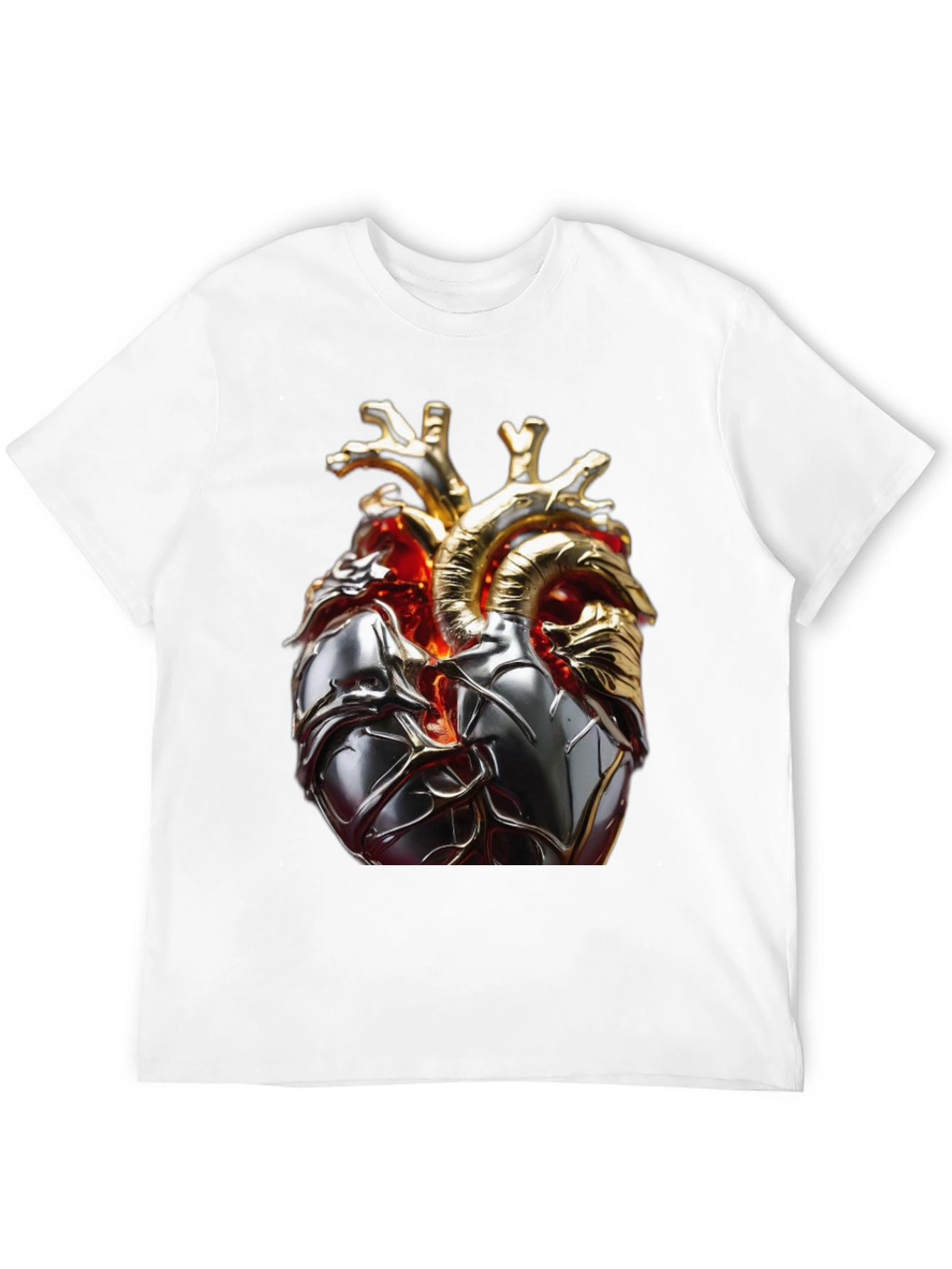 Black Metallic Heart Graphic T-Shirt view 12