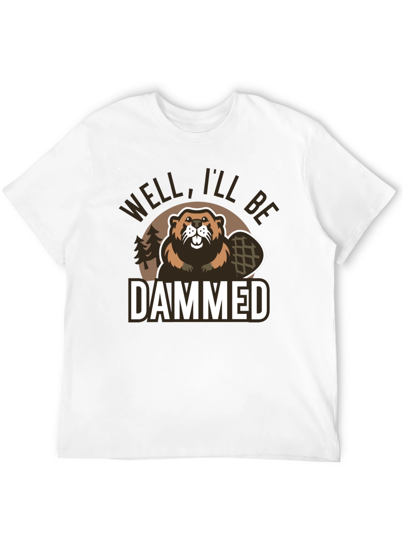 Black Well I'll Be Dammed Funny Beaver Graphic T-Shirt view 12