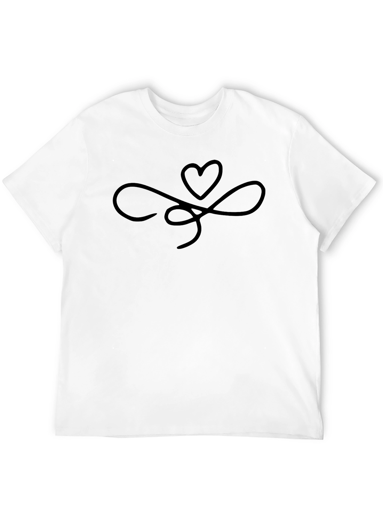 Black Heart Infinity Symbol Graphic Tee - Black Cotton Casual Shirt view 12