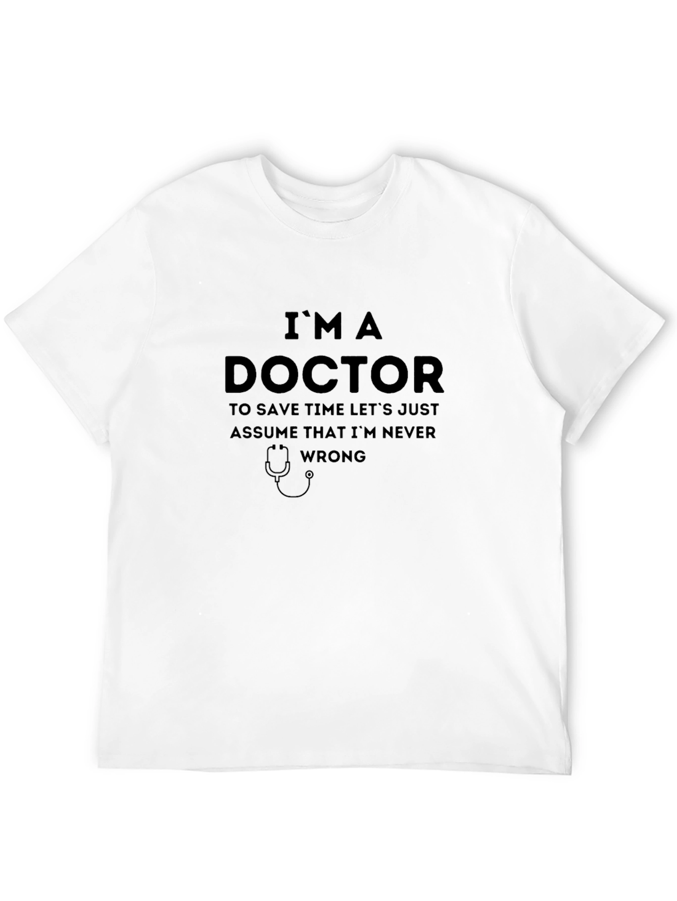 Black I'm A Doctor Slogan Black T-Shirt view 12