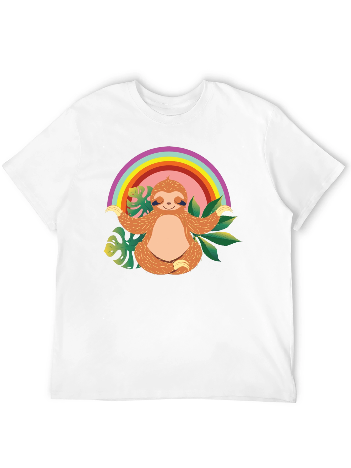 Black Zen Sloth Rainbow T-Shirt - Relaxed & Comfy view 12