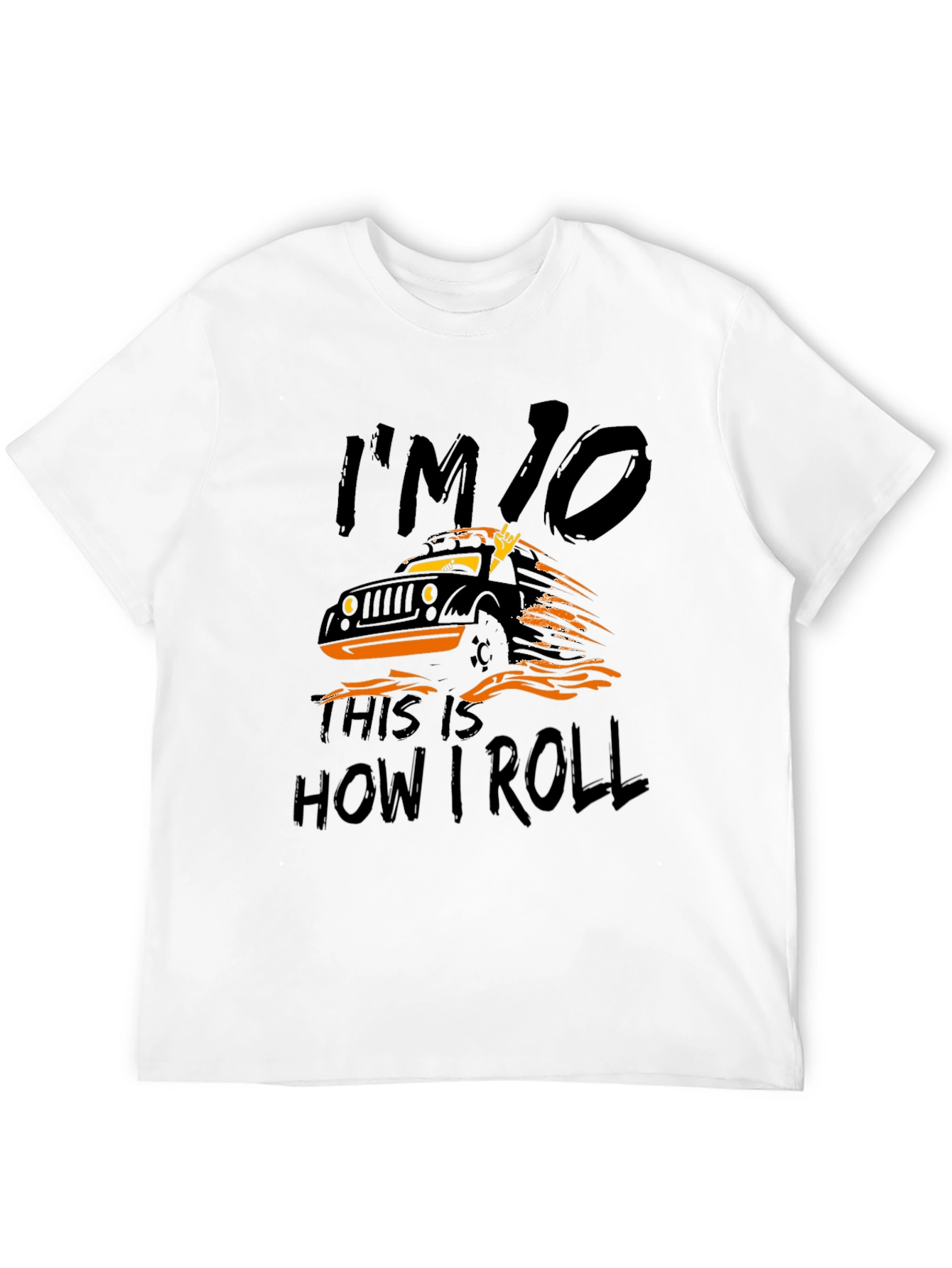 Black I'm 10, This is How I Roll Jeep T-Shirt view 12