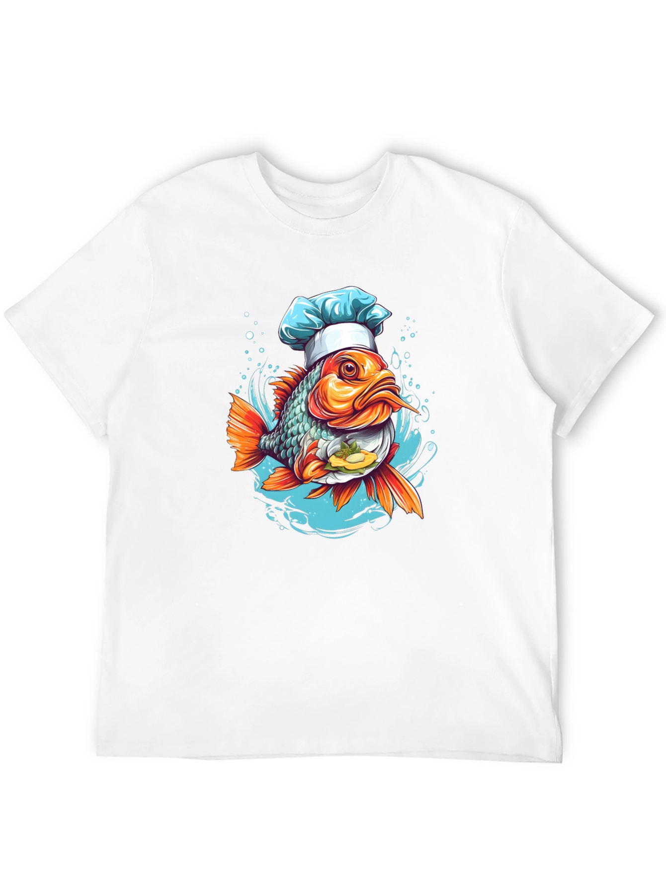 Black Chef Fish Graphic Tee - Cool Cartoon Design view 12