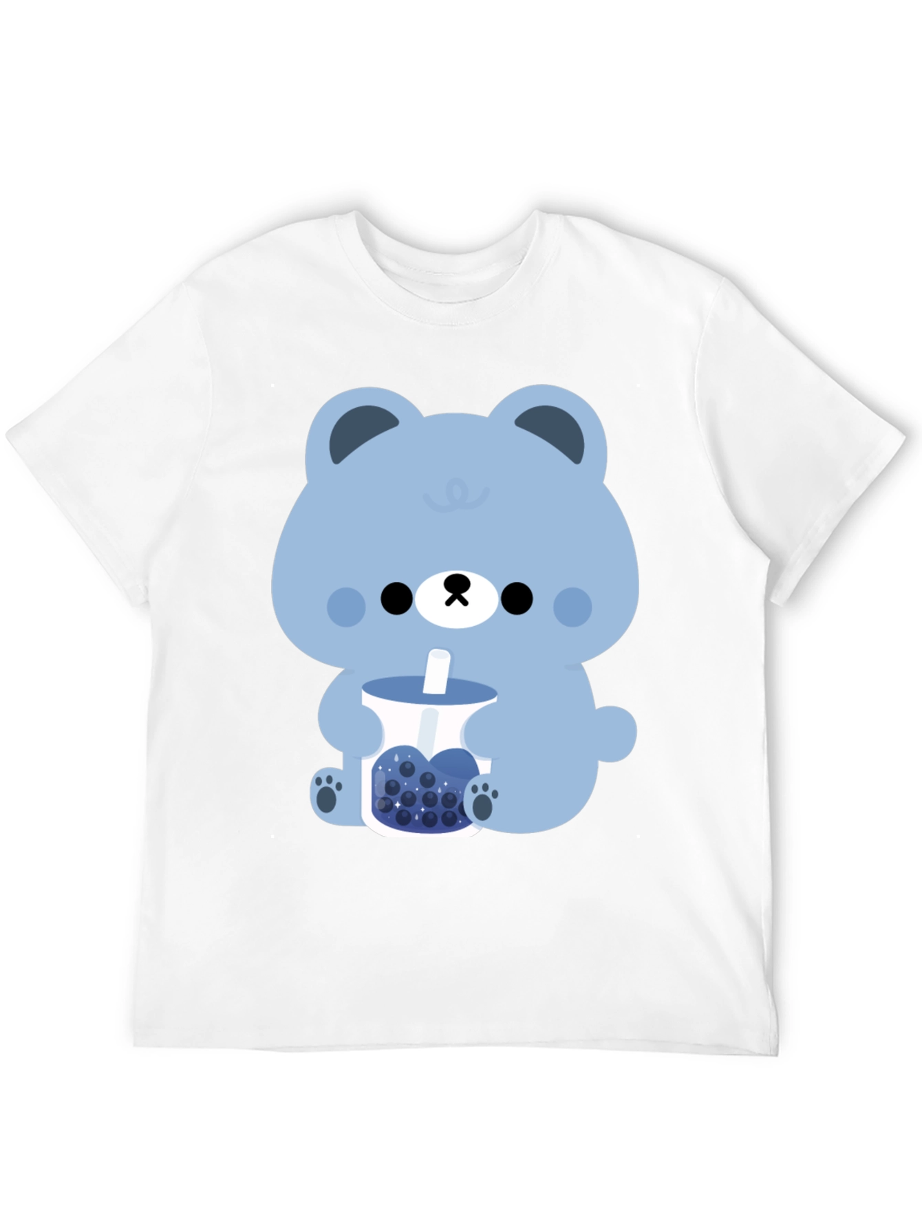 Black Cute Bear Boba Tea Graphic T-Shirt view 12