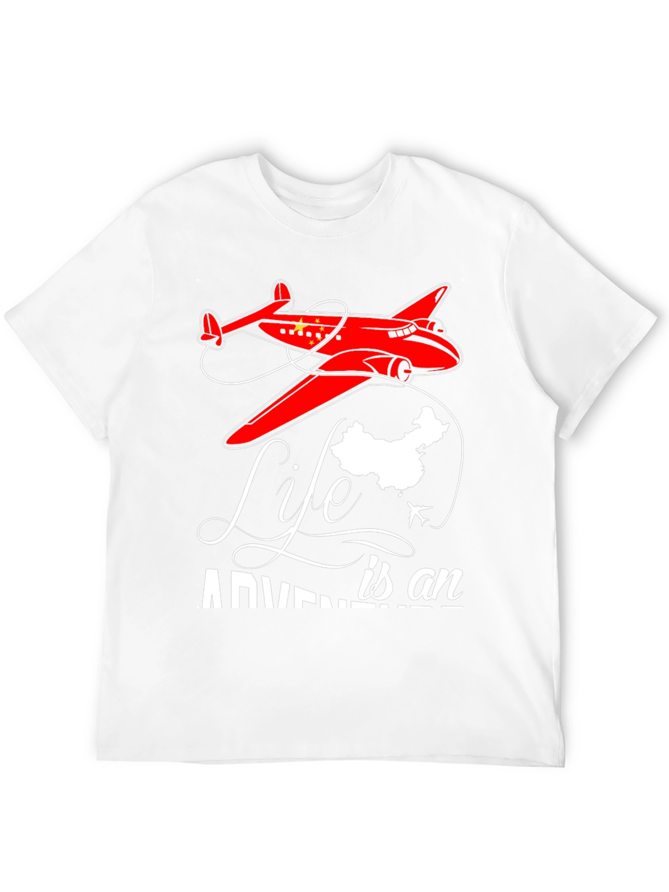 Black Adventure Life China Airplane Graphic T-Shirt view 12