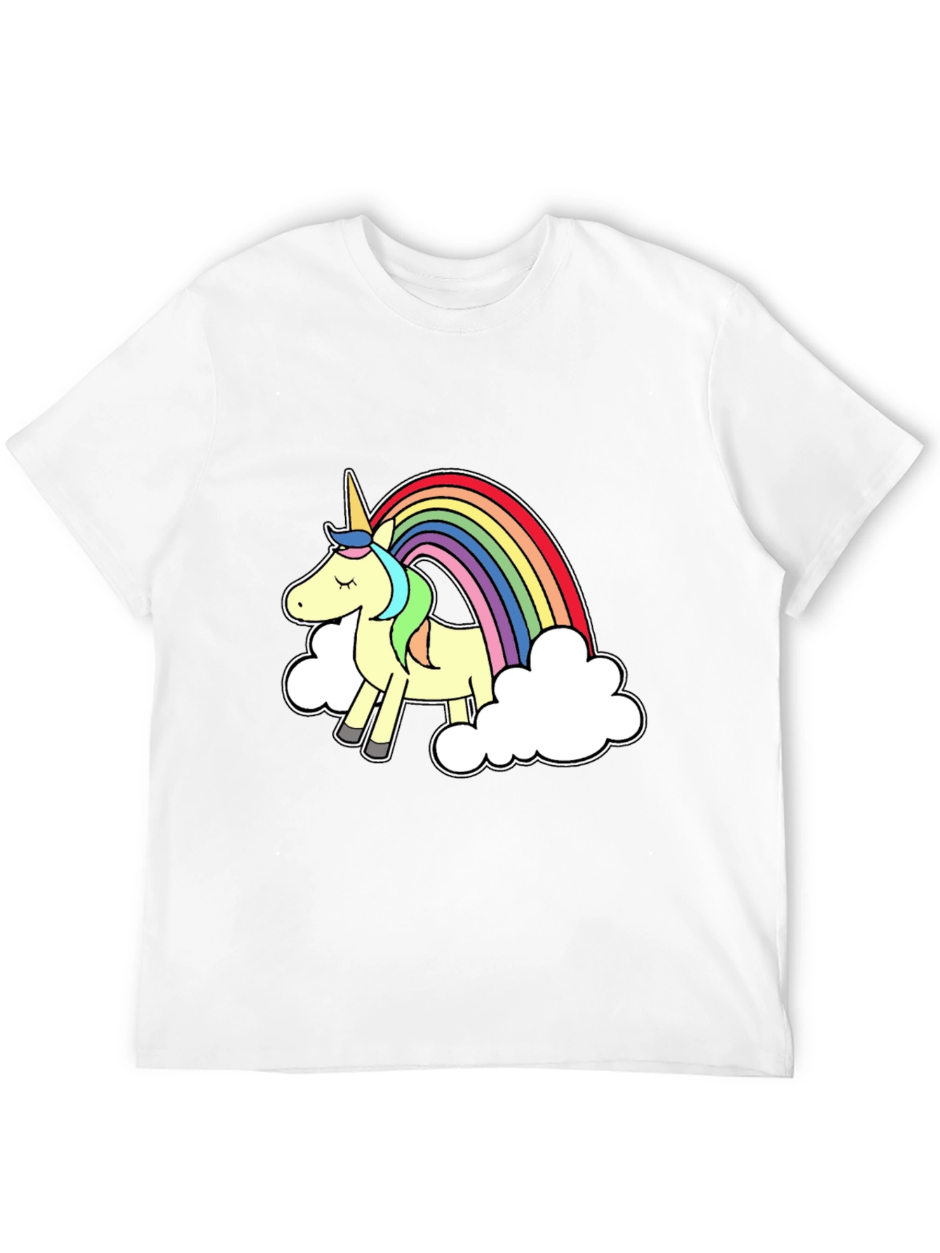 Black Unicorn Rainbow Graphic Tee - Black Cotton T-Shirt view 12
