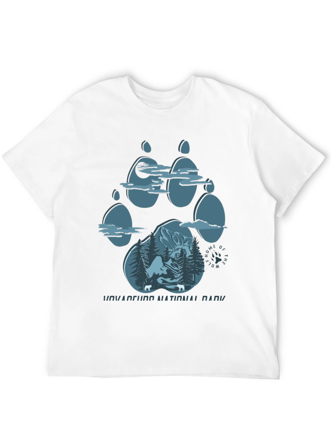 Black Wolf Paw Print National Park T-Shirt view 12