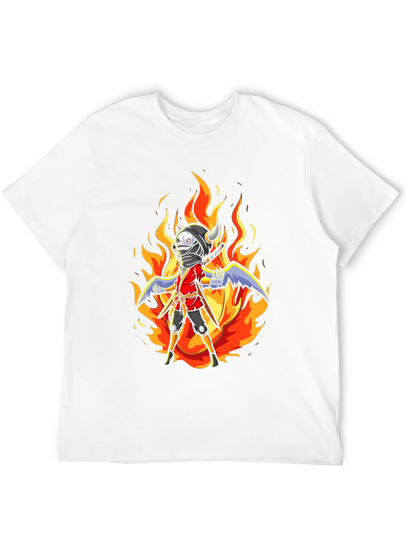 Black Fiery Ninja Graphic Tee - Black Cotton T-Shirt view 12