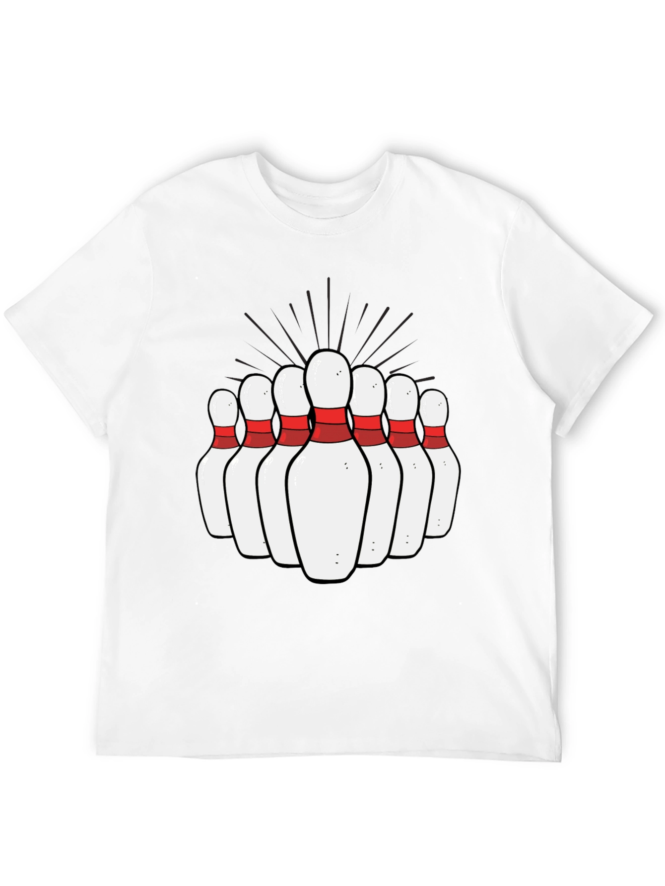 Black Bowling Pins Graphic Tee - Strike Design T-Shirt view 12