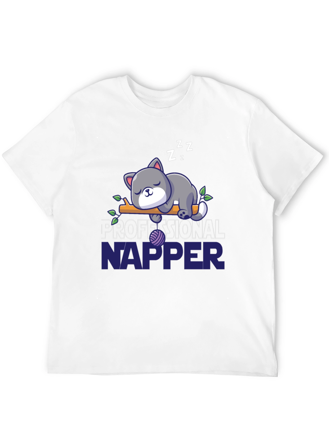 Black Professional Napper Cat T-Shirt view 12