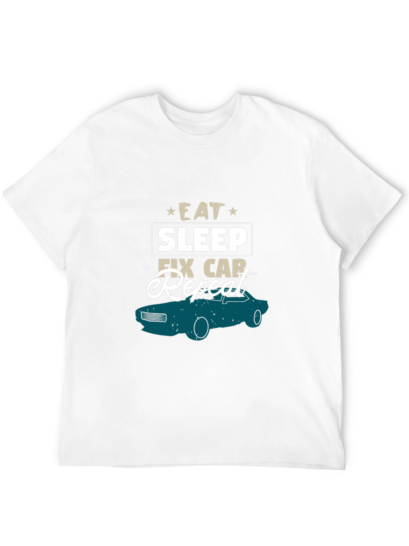 Black Eat Sleep Fix Car Repeat T-Shirt view 12