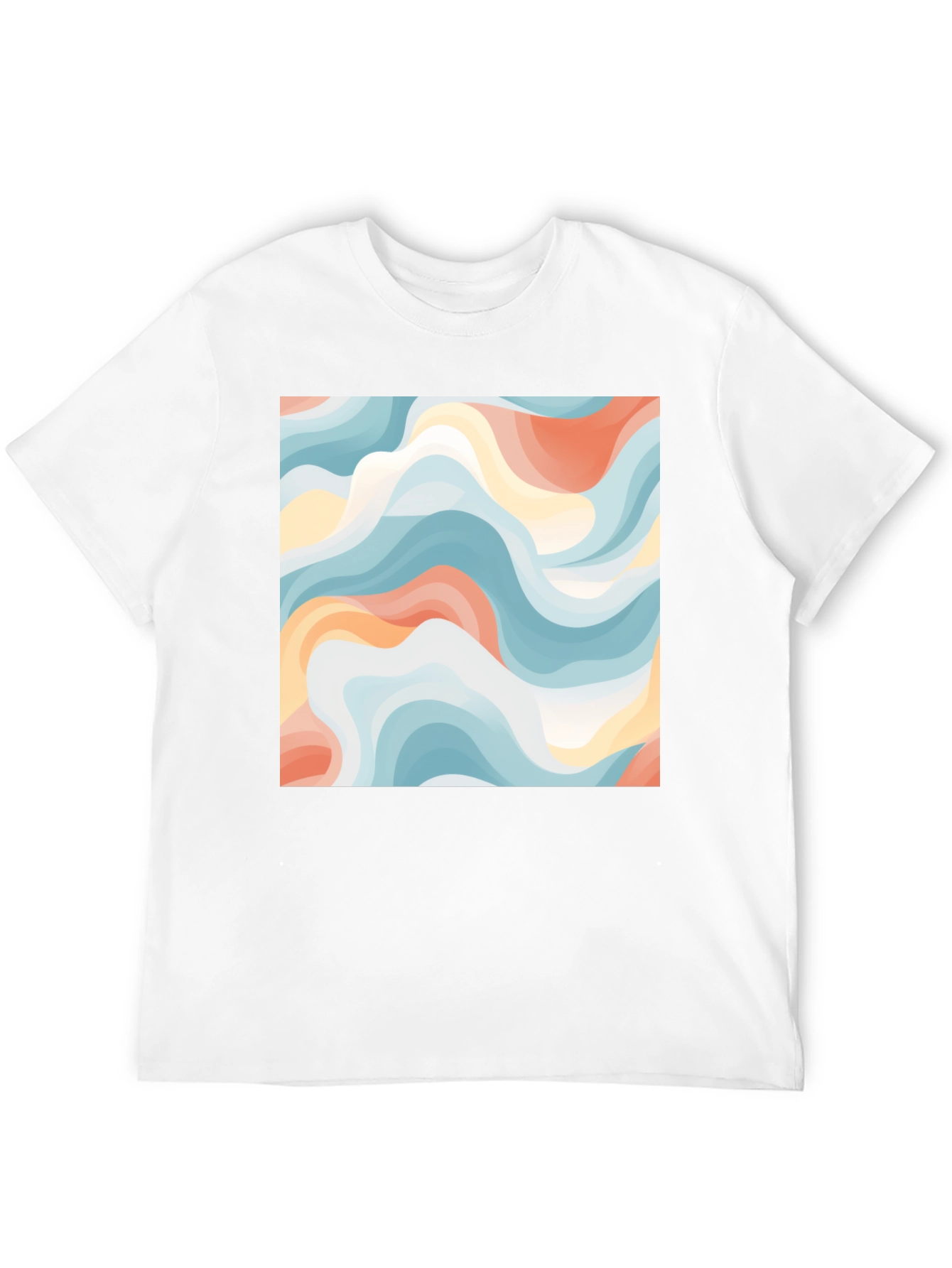 Black Abstract Wave Print Tee - Modern Art Shirt view 12