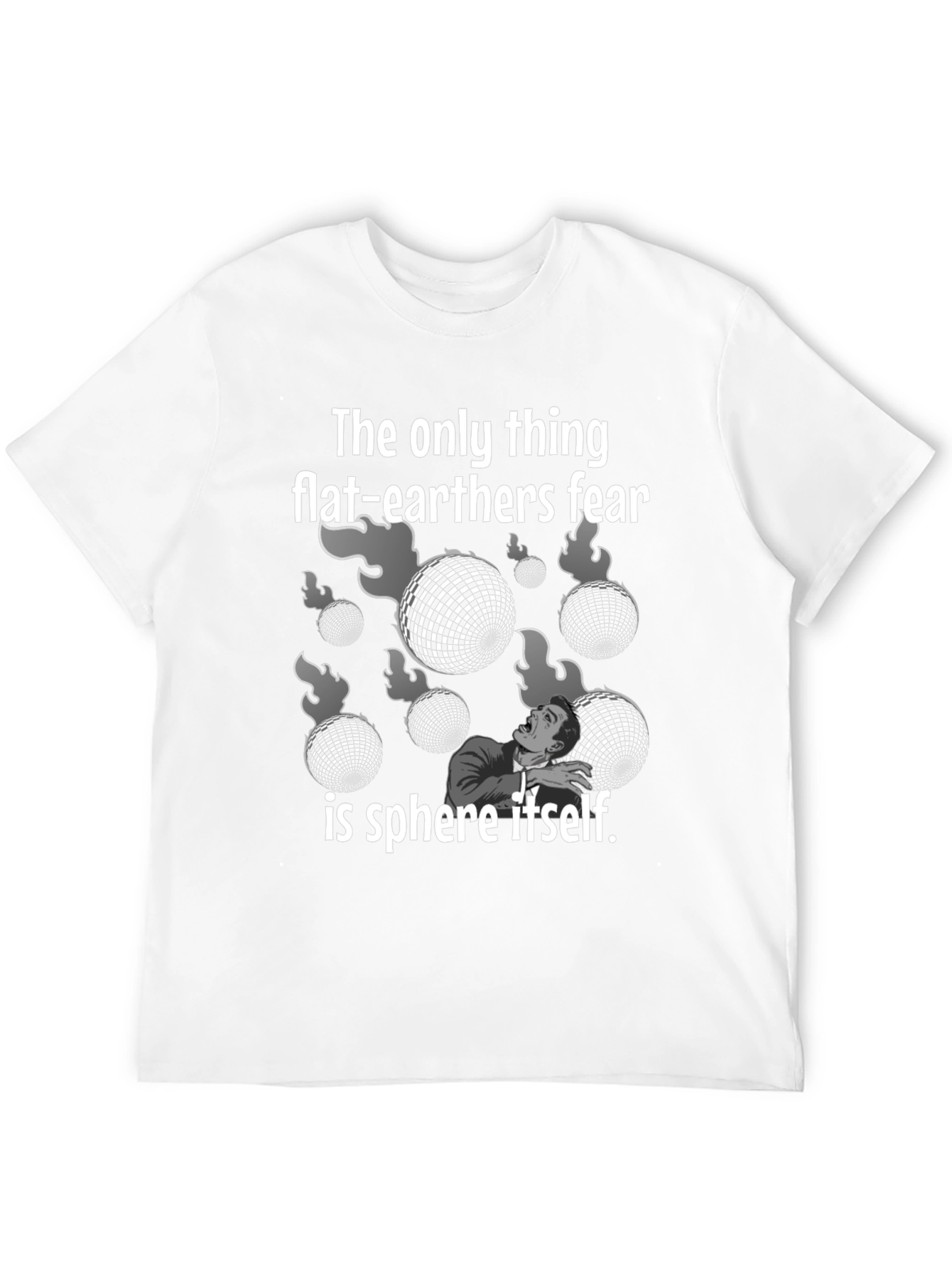 Black Flat Earther Fear Sphere Graphic Tee view 12