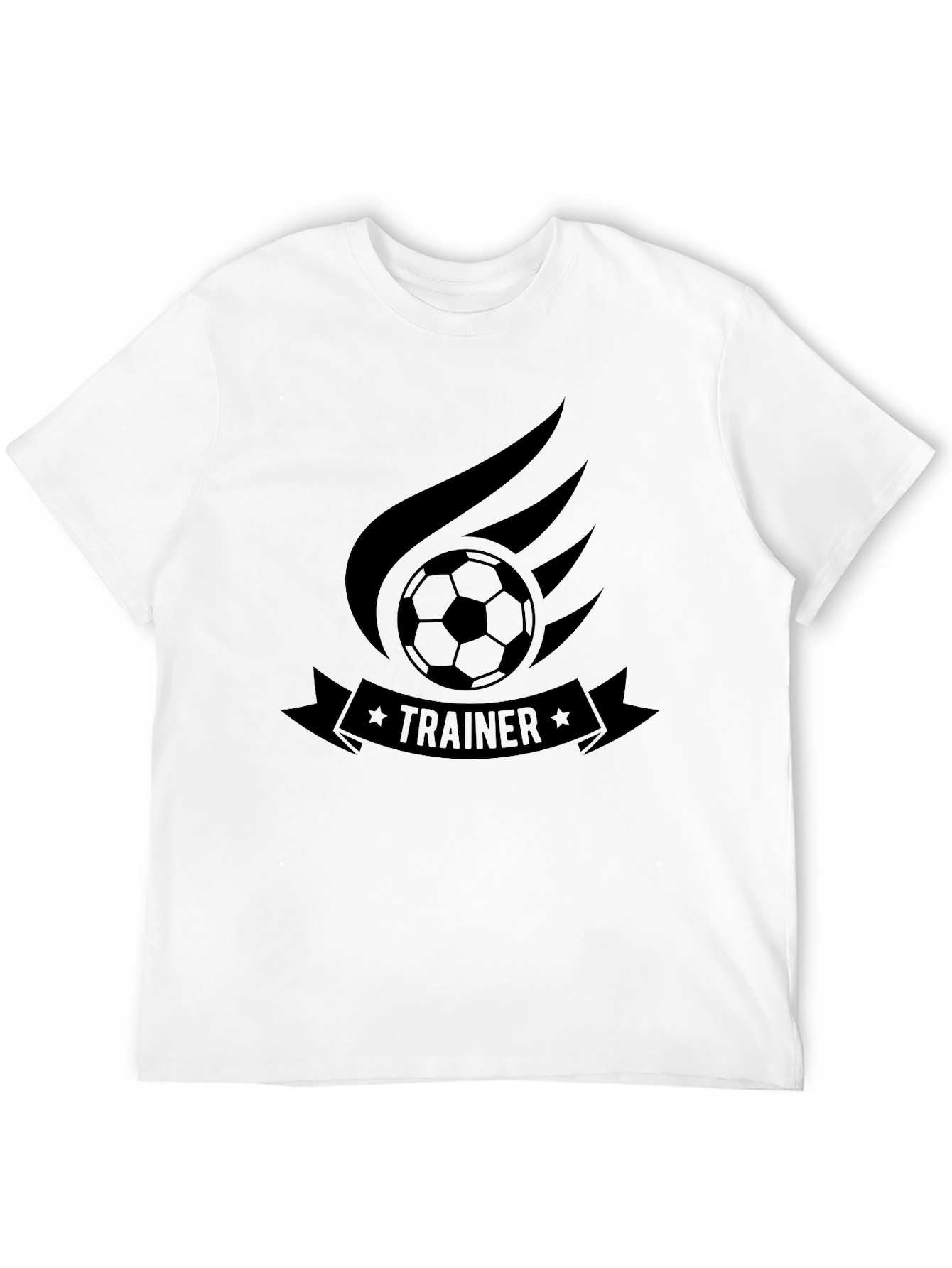 Black Soccer Trainer Graphic T-Shirt - Black Cotton Tee view 12